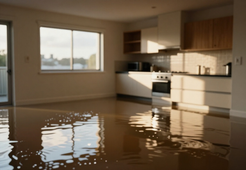 Flooded basement in Moorebank before drying